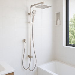 10 inch 250mm Square Brushed Nickel Twin Shower Set Top/Bottom Inlet